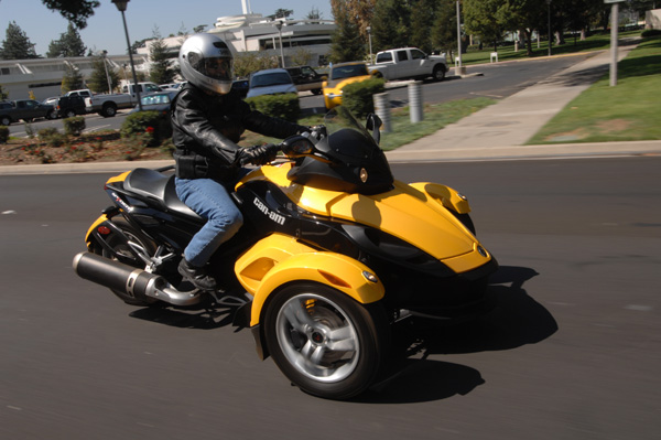 A relevant stock photo of three wheel motorcycle in a typical setting.