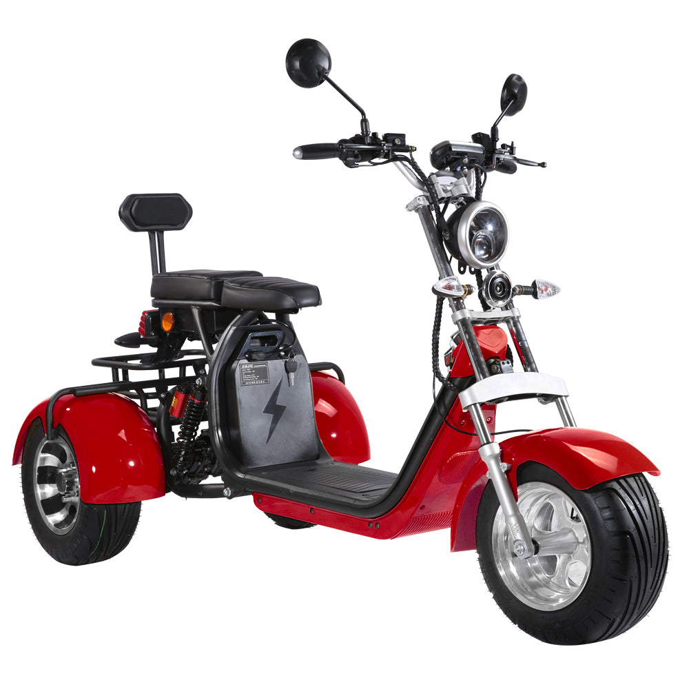 A relevant stock photo of three wheel scooter in a typical setting.