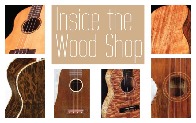 A relevant stock photo of traditional wood for a ukulele in a typical setting.