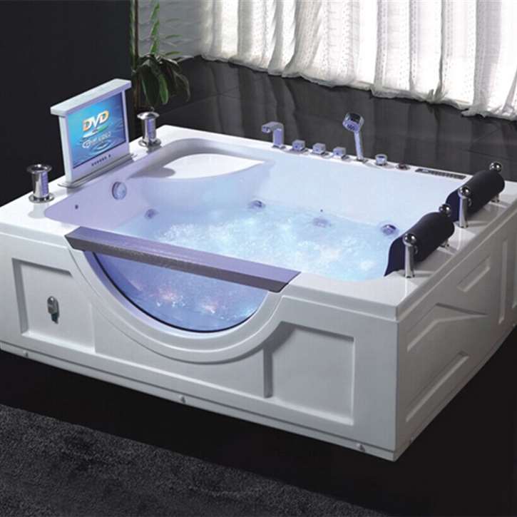 A relevant stock photo of two man jacuzzi in a typical setting.