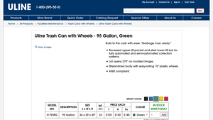 Uline - 95 Gallon Trash Can with Wheels