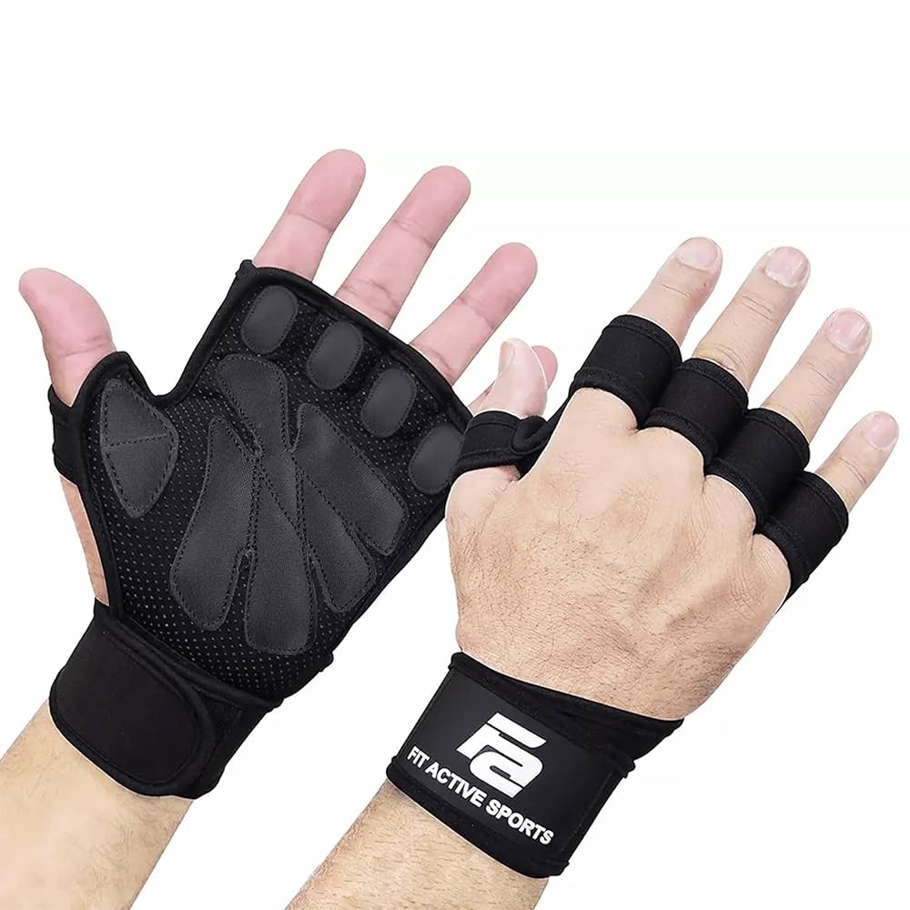 A relevant stock photo of weight lifting fitness gloves in a typical setting.