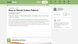WikiHow - Shrinking Cotton Fabrics