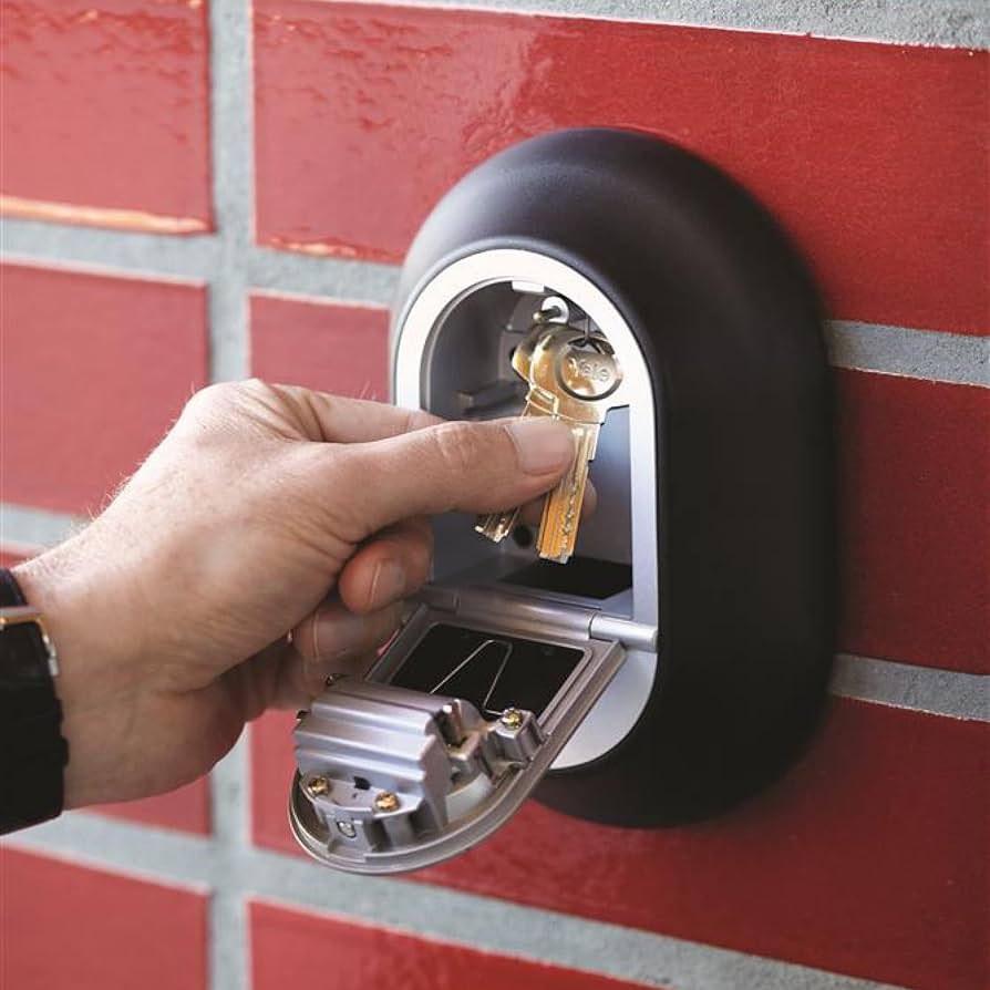 A relevant stock photo of yale combination wall keys locks in a typical setting.