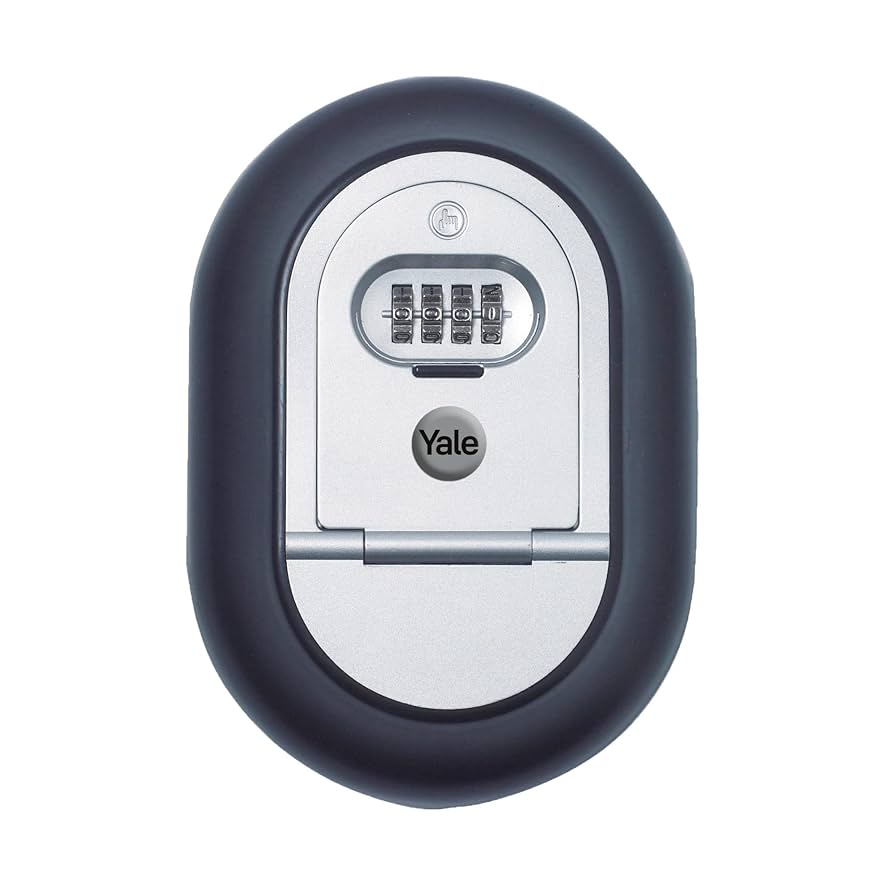A relevant stock photo of yale combination wall keys locks in a typical setting.