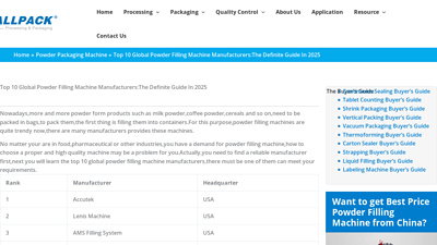 Top 10 Global Powder Filling Machine Manufacturers:The Definite ...