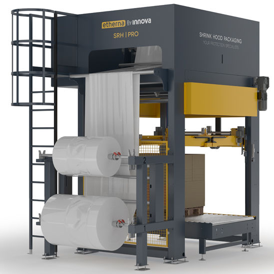 Illustrative example of pallet shrink wrap machine from Google Search