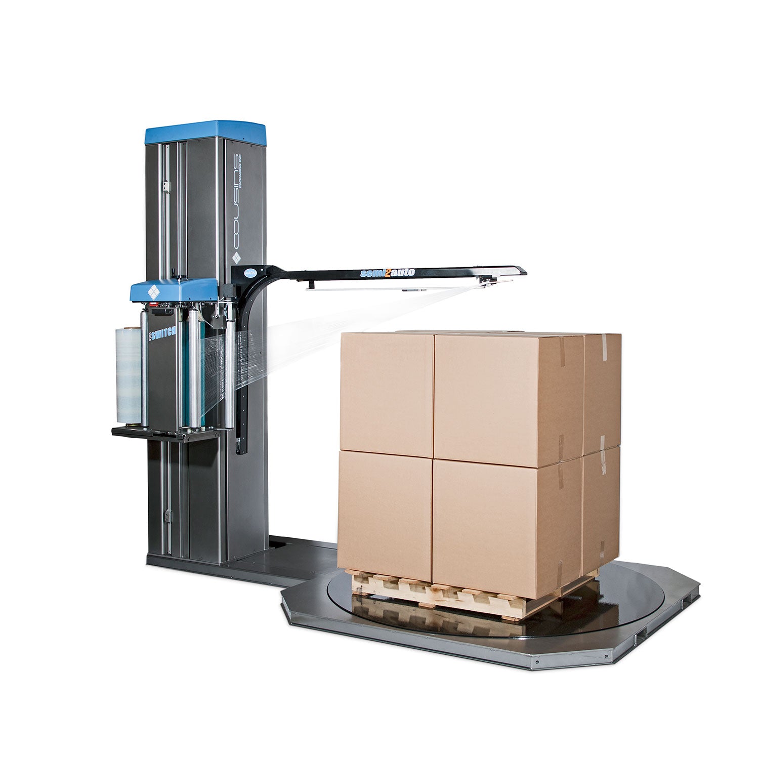 Illustrative example of pallet shrink wrap machine from Google Search