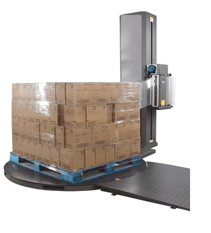 Illustrative example of pallet shrink wrap machine from Google Search