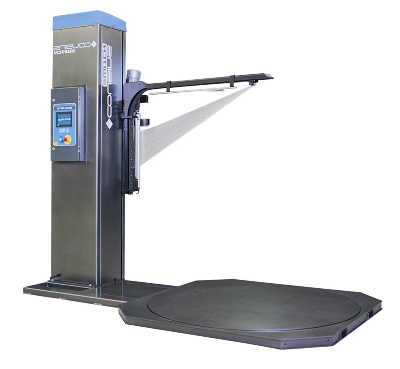Illustrative example of pallet shrink wrap machine from Google Search